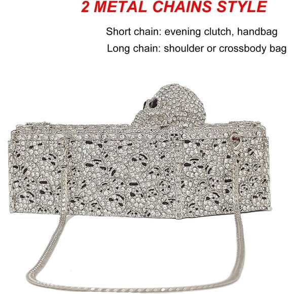 ⚡Women's Halloween Silver Cool Skull Evening Coffin Shaped Cross Rhinestone Bag - Picture 6 of 6
